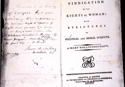 Manuscrito da obra de Mary Wollstonecraft, Em defesa dos direitos da mulher.| Reprodução: Wikimedia Commons